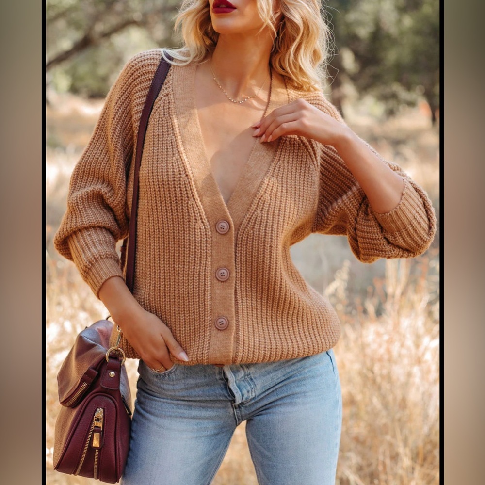 Madison grey-‎ Fall orange chunky cardigan size M